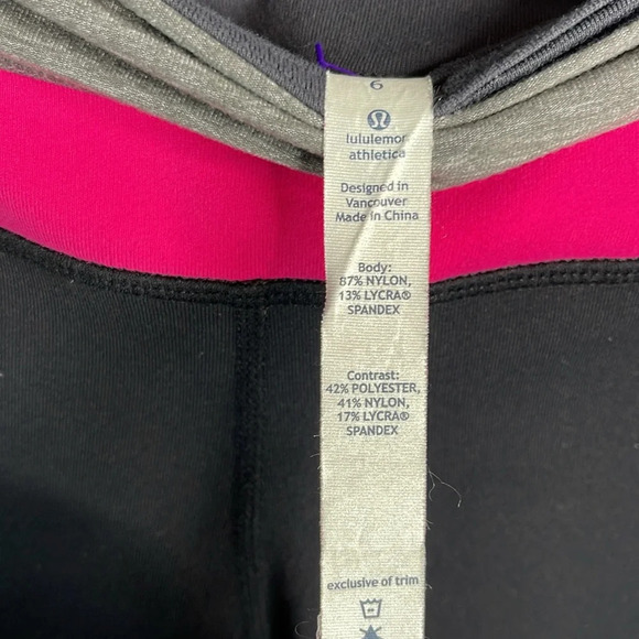 LULULEMON Retro Reversible Groove Crop Leggings Black Raspberry Heather Luon 6 - Picture 13 of 15